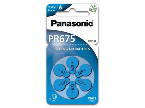 PANASONIC PR675 cink-levegő hallókészülék elem 1,4 V (6 db)