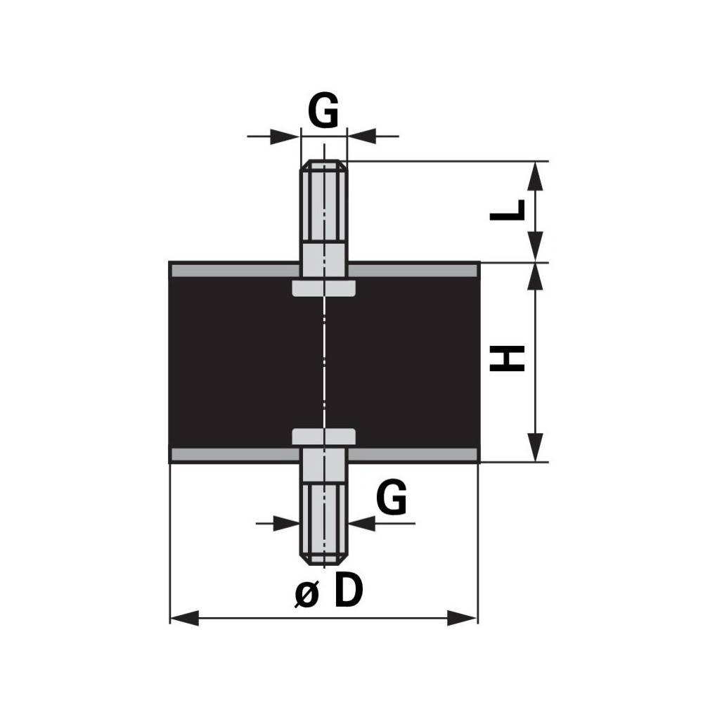 Rezgéscsillapító gumibak Gopart 1. típus M8 - 30 x 30 mm