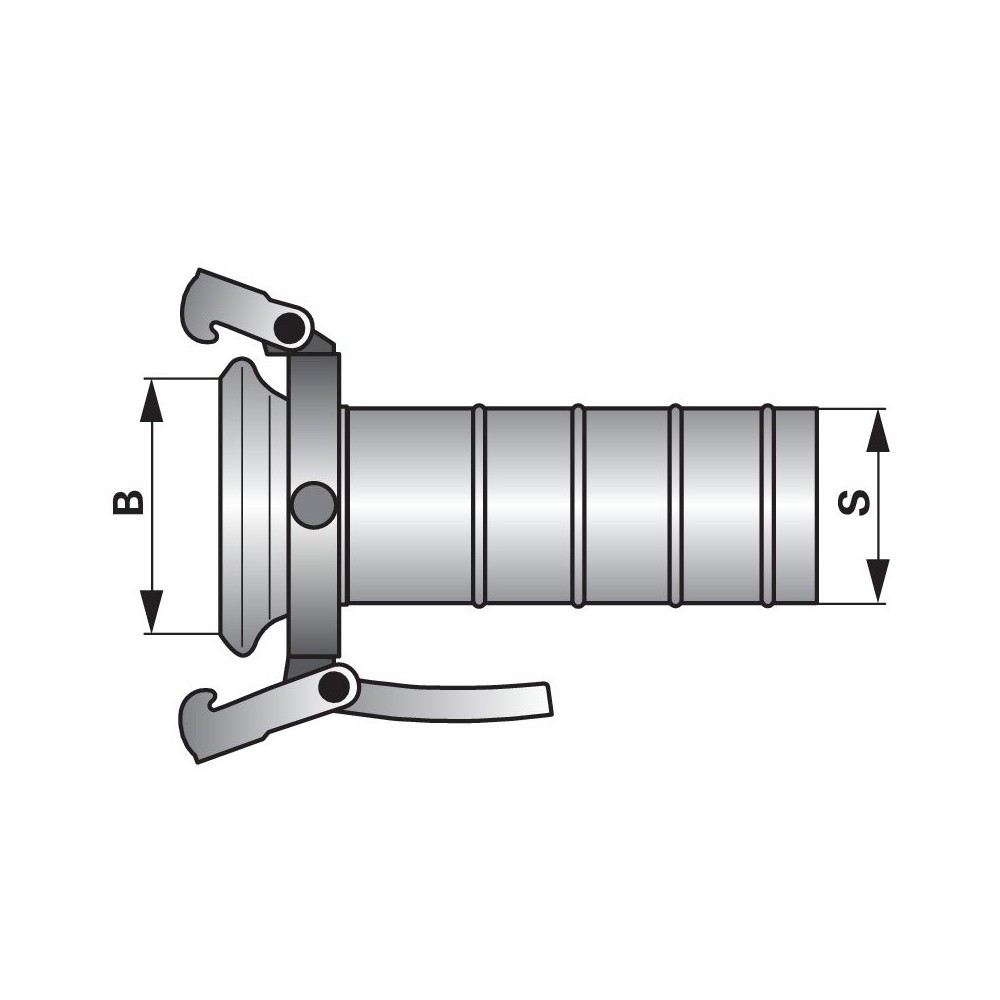 Perrot csatlakozó M-elem tömlőcsonkkal 90° 5" - 127 mm tömlőhöz
