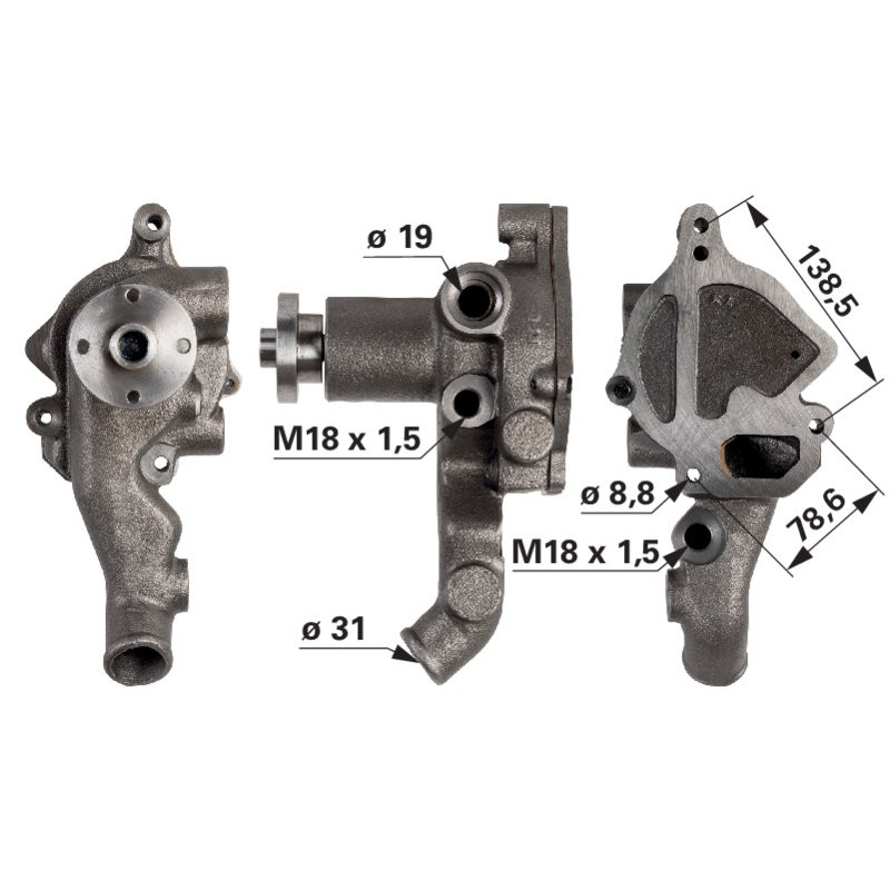 Vízszivattyú Valtra-Valmet V836755471, V836647817